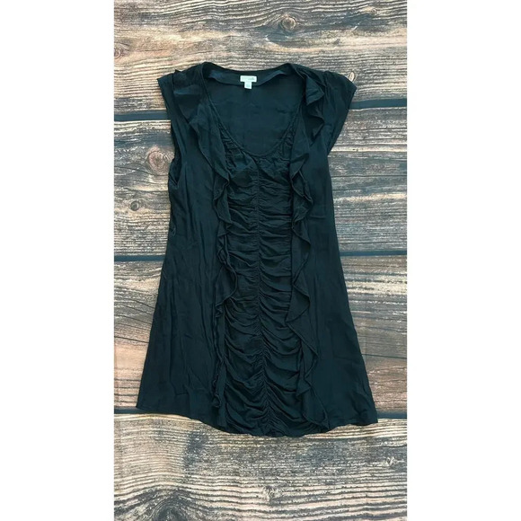 Anthropologie Odille‎ Black Ruffled Mini Blouse Dress Size 4 - Picture 1 of 3